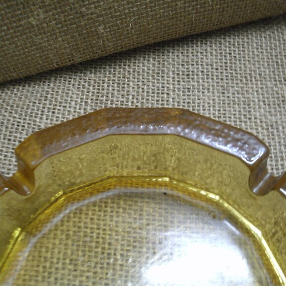 Vintage Blenko Amber Glass Pebble Textured Ashtray - Picture 10 of 14